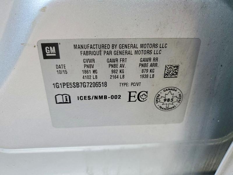 Aukcja sprzedaży 2016 Chevrolet Cruze Limited, vin: 1G1PE5SB7G7206518, numer aukcji: 79784315