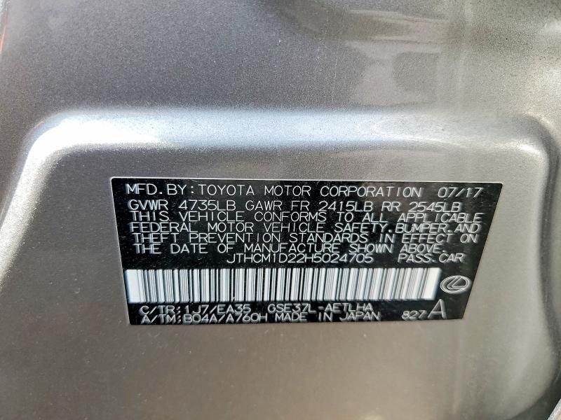 Aukcja sprzedaży 2017 Lexus Is 300, vin: JTHCM1D22H5024705, numer aukcji: 46308466