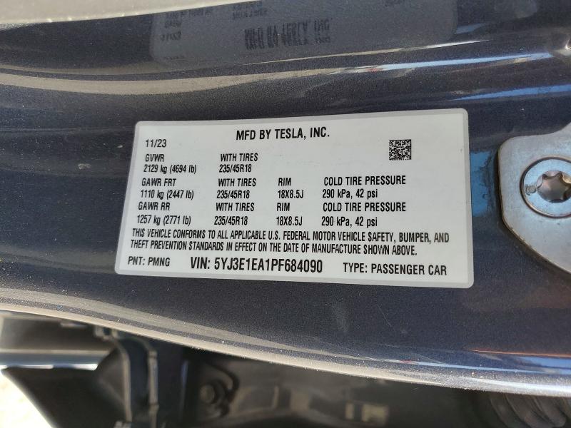 Aukcja sprzedaży 2023 Tesla Model 3, vin: 5YJ3E1EA1PF684090, numer aukcji: 47404336