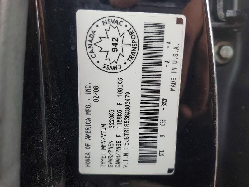 2008 Acura Rdx მანქანა იყიდება აუქციონზე, vin: 5J8TB18538A802479, აუქციონის ნომერი: 46718056