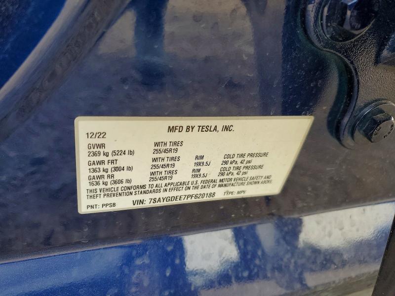 79178065 :رقم المزاد ، 7SAYGDEE7PF620188 vin ، 2023 Tesla Model Y مزاد بيع