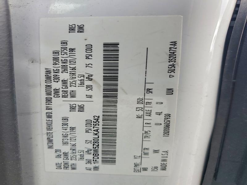 79964455 :رقم المزاد ، 1FDBW5Z80LKA75542 vin ، 2020 Ford Transit مزاد بيع