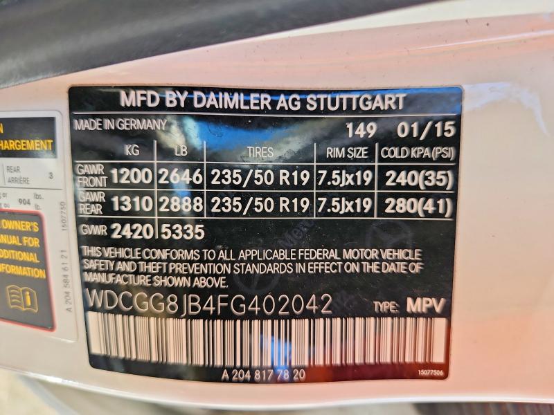 Продаж на аукціоні авто 2015 Mercedes-benz Glk, vin: WDCGG8JB4FG402042, номер лоту: 47530306