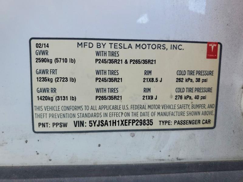 Aukcja sprzedaży 2014 Tesla Model S, vin: 5YJSA1H1XEFP29835, numer aukcji: 79733225