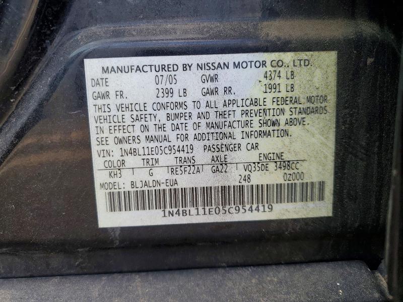 Продаж на аукціоні авто 2005 Nissan Altima, vin: 1N4BL11E05C954419, номер лоту: 46255306