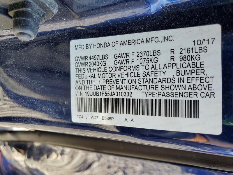 2018 Acura Tlx მანქანა იყიდება აუქციონზე, vin: 19UUB1F55JA010332, აუქციონის ნომერი: 46202986
