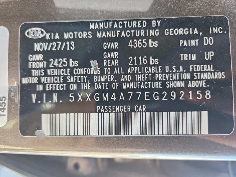 41654856 :رقم المزاد ، 5XXGM4A77EG292158 vin ، 2014 Kia Optima مزاد بيع