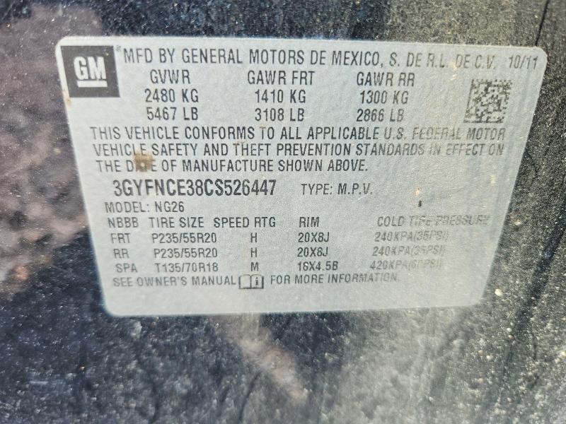 Aukcja sprzedaży 2012 Cadillac Srx, vin: 3GYFNCE38CS526447, numer aukcji: 46855326