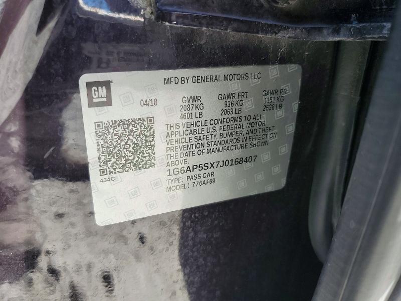 Aukcja sprzedaży 2018 Cadillac Cts, vin: 1G6AP5SX7J0168407, numer aukcji: 46911206