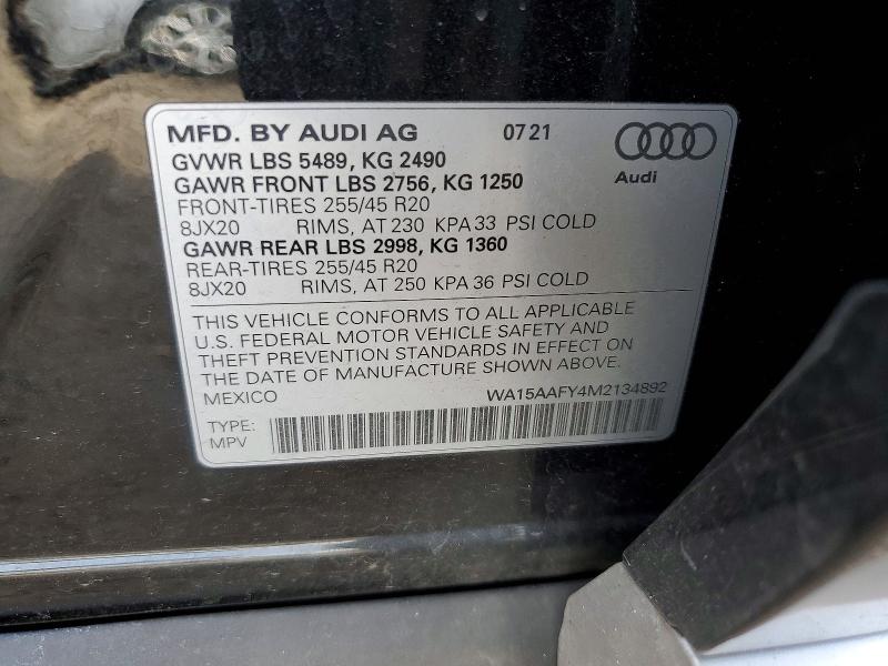 Продаж на аукціоні авто 2021 Audi Q5, vin: WA15AAFY4M2134892, номер лоту: 47310236