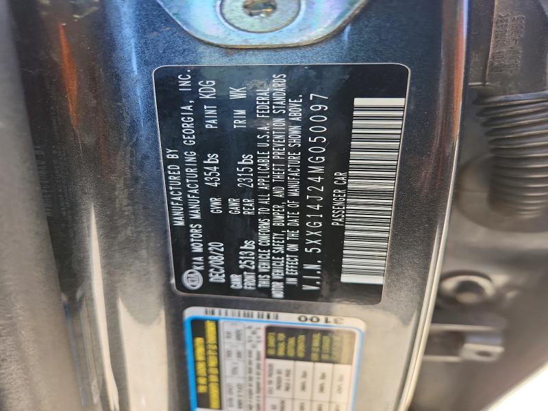 Aukcja sprzedaży 2021 Kia K5, vin: 5XXG14J24MG050097, numer aukcji: 46401266