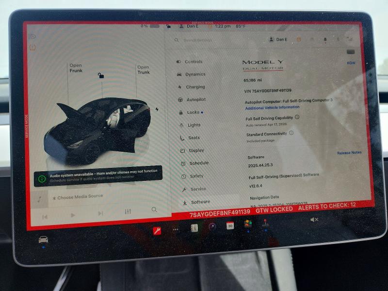 Aukcja sprzedaży 2022 Tesla Model Y, vin: 7SAYGDEF8NF491139, numer aukcji: 47613546