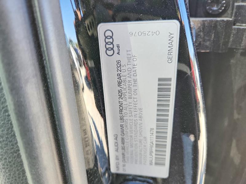47333206 :رقم المزاد ، WAUUPBFF6GA111478 vin ، 2016 Audi A3 مزاد بيع
