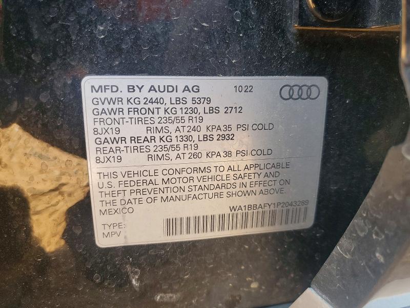 Aukcja sprzedaży 2023 Audi Q5, vin: WA1BBAFY1P2043289, numer aukcji: 47844456