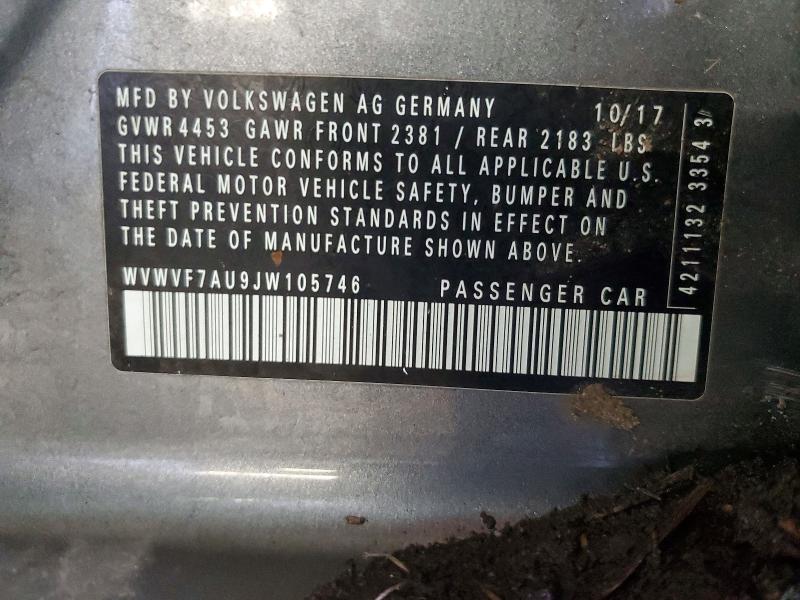 48279016 :رقم المزاد ، WVWVF7AU9JW105746 vin ، 2018 Volkswagen Golf R مزاد بيع