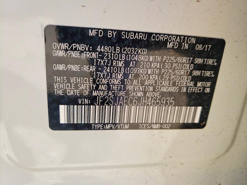 Продажа на аукционе авто 2018 Subaru Forester, vin: JF2SJAEC6JH465935, номер лота: 46650756