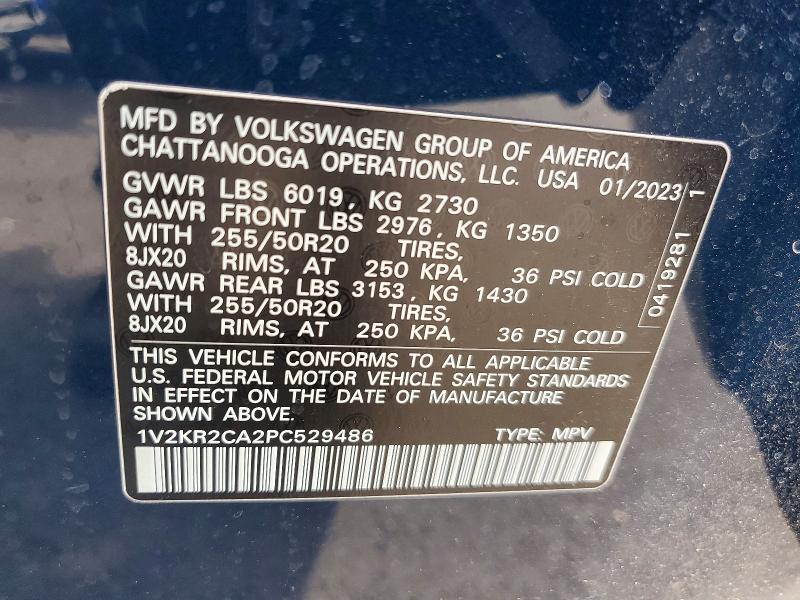 Aukcja sprzedaży 2023 Volkswagen Atlas, vin: 1V2KR2CA2PC529486, numer aukcji: 78623285