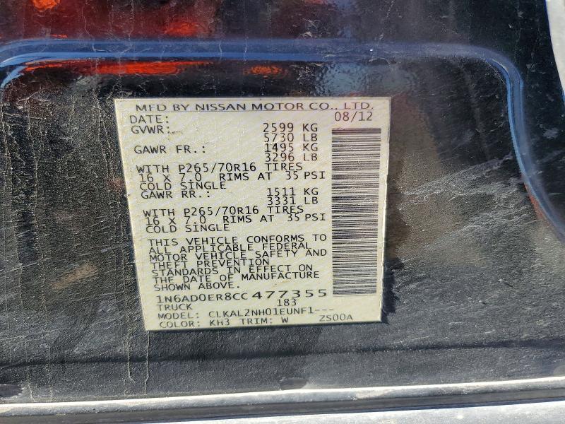 Aukcja sprzedaży 2012 Nissan Frontier, vin: 1N6AD0ER8CC477355, numer aukcji: 47112386