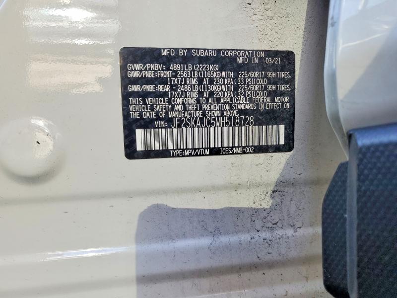 Aukcja sprzedaży 2021 Subaru Forester, vin: JF2SKAJC5MH518728, numer aukcji: 45568466
