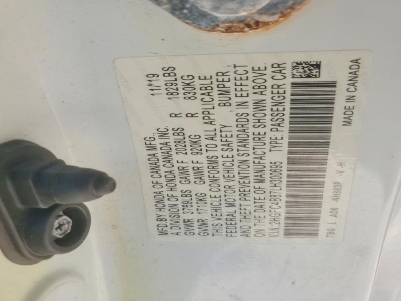 47503496 :رقم المزاد ، 2HGFC4B87LH300695 vin ، 2020 Honda Civic مزاد بيع