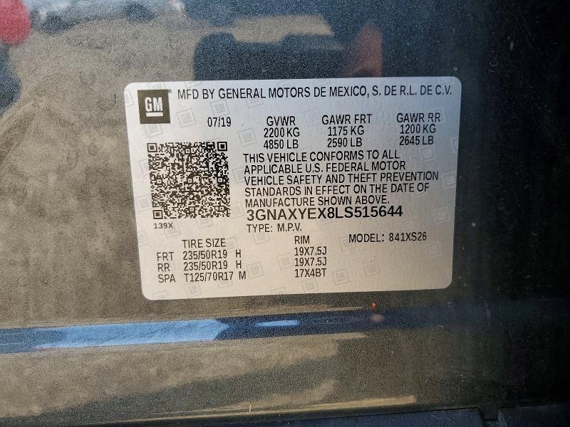 47134976 :رقم المزاد ، 3GNAXYEX8LS515644 vin ، 2020 Chevrolet Equinox مزاد بيع