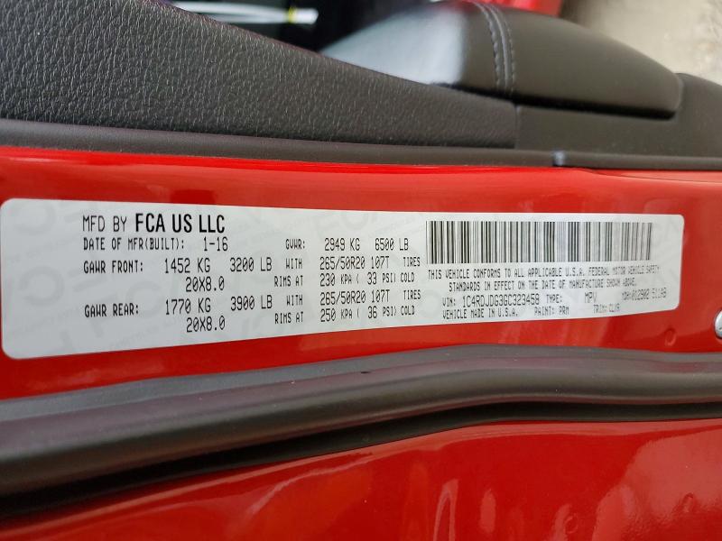 2016 Dodge Durango მანქანა იყიდება აუქციონზე, vin: 1C4RDJDG3GC323458, აუქციონის ნომერი: 47870286