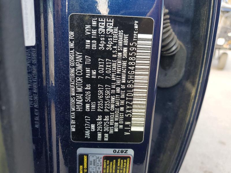 47410166 :رقم المزاد ، 5XYZTDLB5HG488595 vin ، 2017 Hyundai Santa Fe Sport مزاد بيع