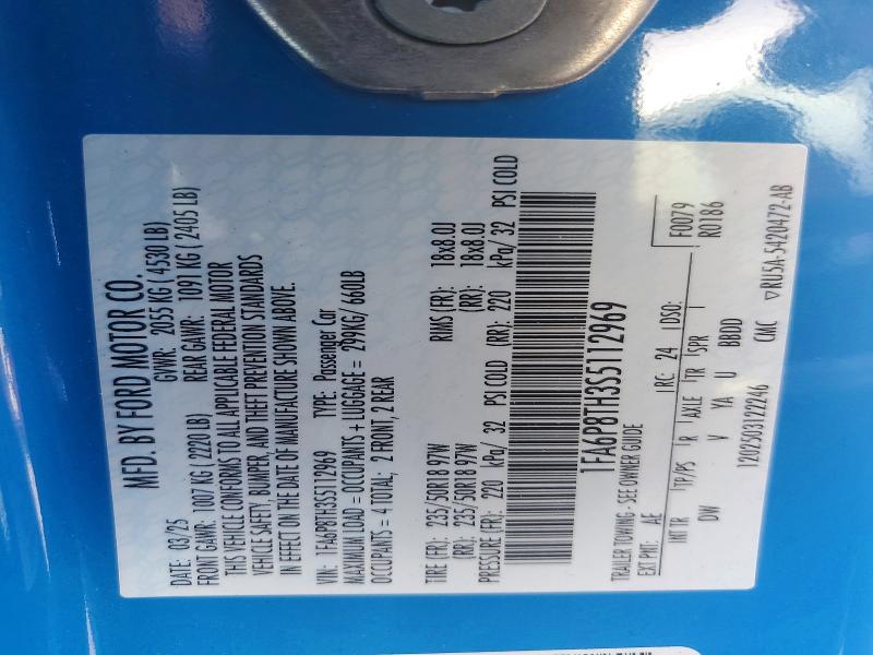 Продаж на аукціоні авто 2025 Ford Mustang, vin: 1FA6P8TH3S5112969, номер лоту: 77924225