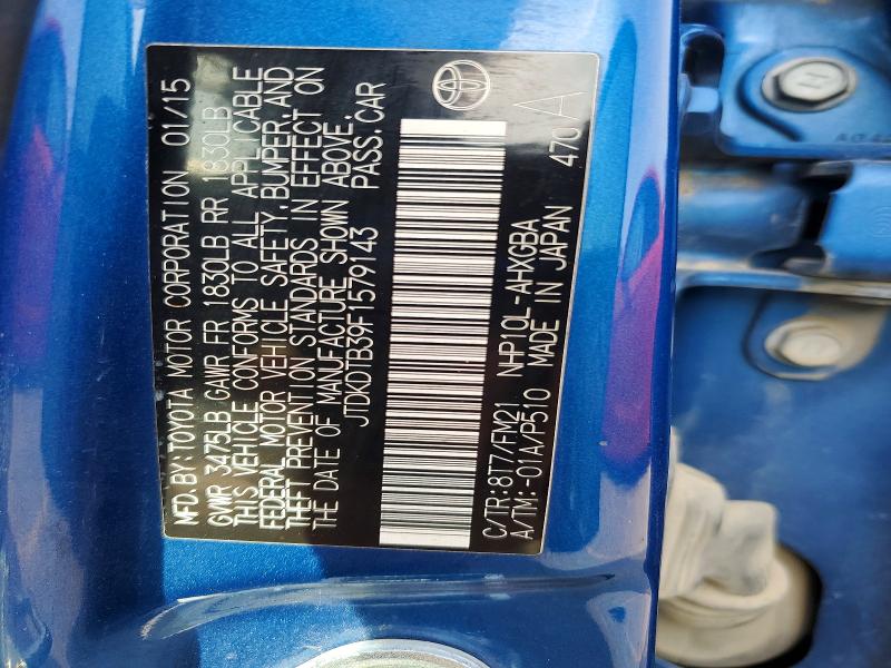 2015 Toyota Prius C მანქანა იყიდება აუქციონზე, vin: JTDKDTB39F1579143, აუქციონის ნომერი: 48068426