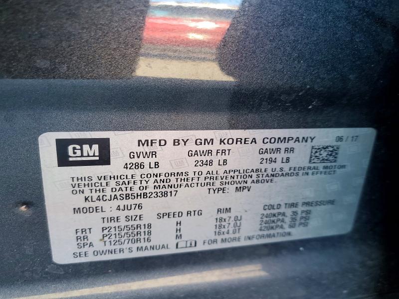 Aukcja sprzedaży 2017 Buick Encore, vin: KL4CJASB5HB233817, numer aukcji: 45516866