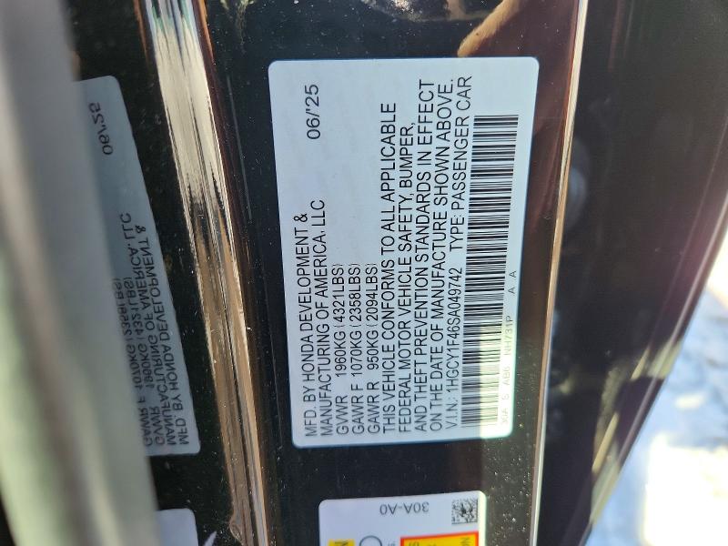 Продажа на аукционе авто 2025 Honda Accord, vin: 1HGCY1F46SA049742, номер лота: 46011786