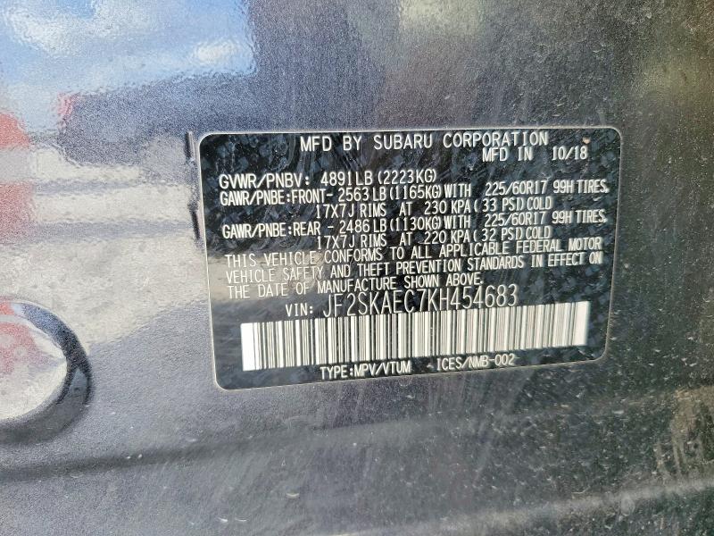 Продаж на аукціоні авто 2019 Subaru Forester, vin: JF2SKAEC7KH454683, номер лоту: 47398746