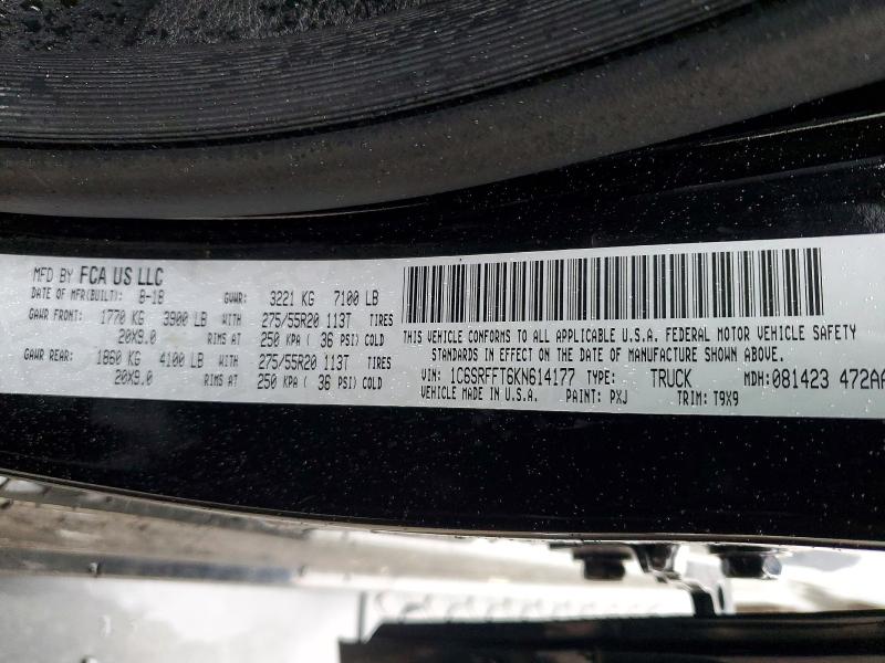 2019 Ram 1500 მანქანა იყიდება აუქციონზე, vin: 1C6SRFFT6KN614177, აუქციონის ნომერი: 46926526