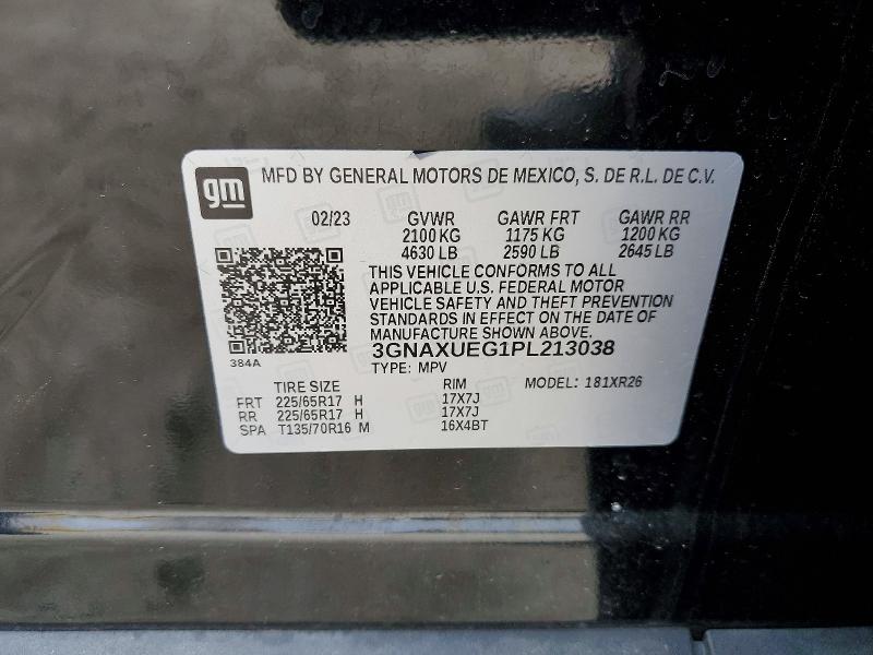 2023 Chevrolet Equinox მანქანა იყიდება აუქციონზე, vin: 3GNAXUEG1PL213038, აუქციონის ნომერი: 47977946