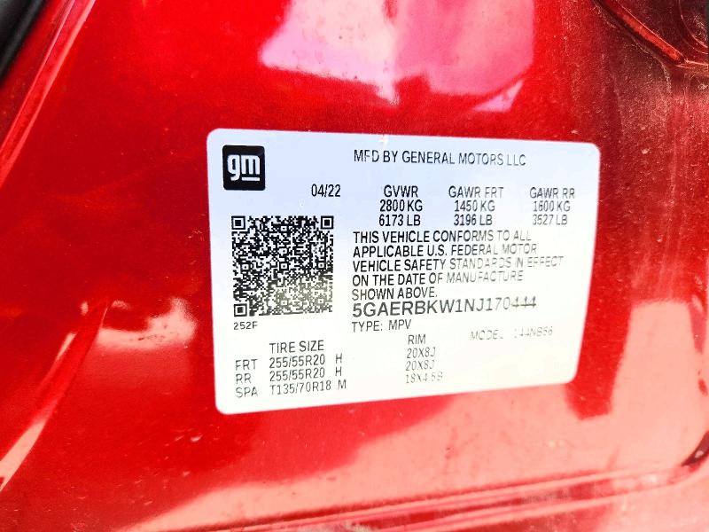 Aukcja sprzedaży 2022 Buick Enclave, vin: 5GAERBKW1NJ170444, numer aukcji: 47864476
