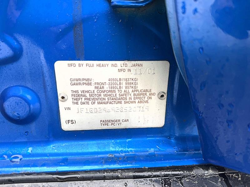 Aukcja sprzedaży 2002 Subaru Impreza, vin: JF1GD29692G520719, numer aukcji: 41918346