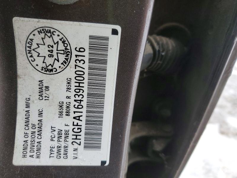 46895666 :رقم المزاد ، 2HGFA16439H007316 vin ، 2009 Honda Civic مزاد بيع