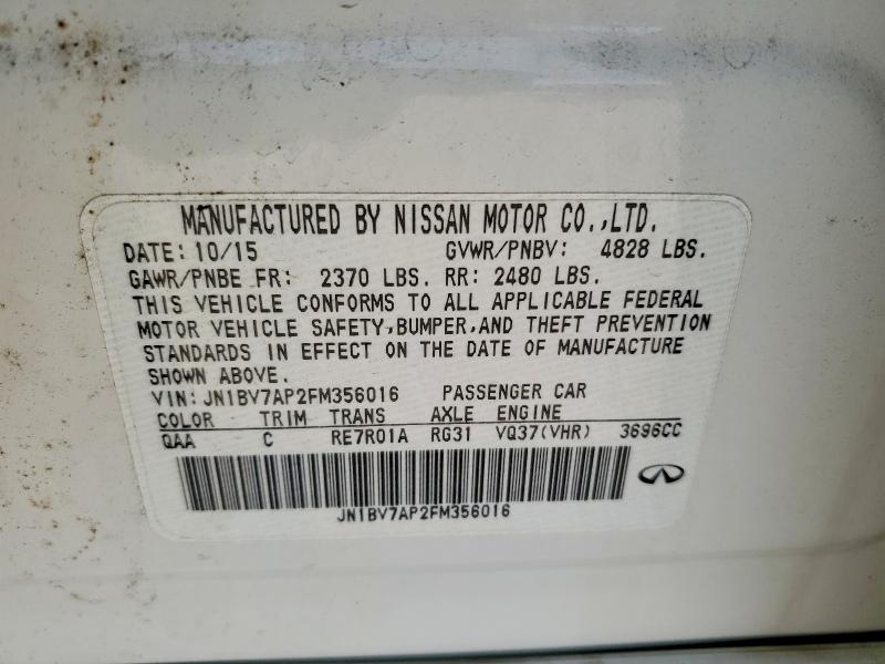 Продажа на аукционе авто 2015 Infiniti Q50, vin: JN1BV7AP2FM356016, номер лота: 46440356