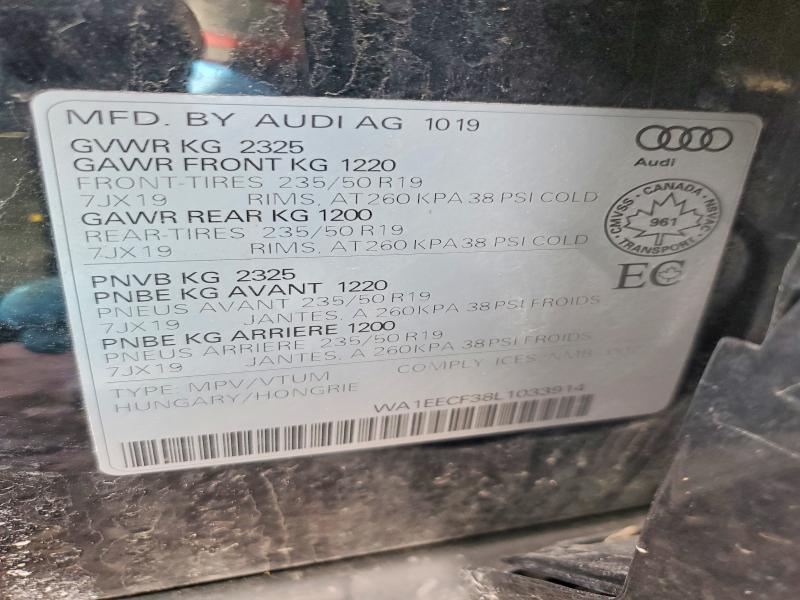 42078996 :رقم المزاد ، WA1EECF38L1033914 vin ، 2020 Audi Q3 مزاد بيع