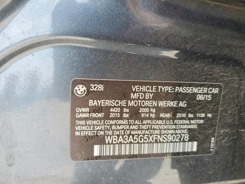 47996416 :رقم المزاد ، WBA3A5G5XFNS90278 vin ، 2015 Bmw 328 مزاد بيع