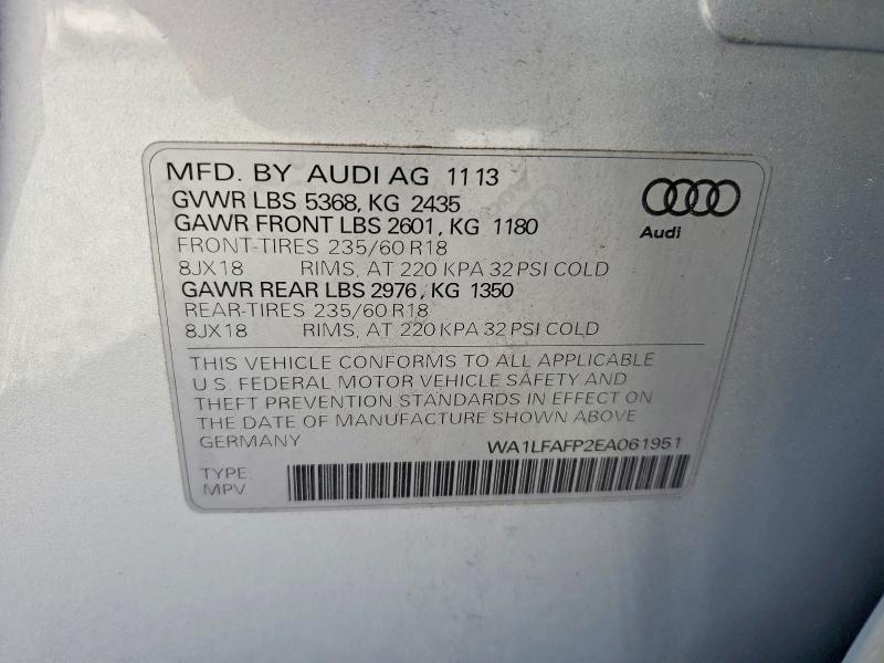 2014 Audi Q5 მანქანა იყიდება აუქციონზე, vin: WA1LFAFP2EA061951, აუქციონის ნომერი: 79113335