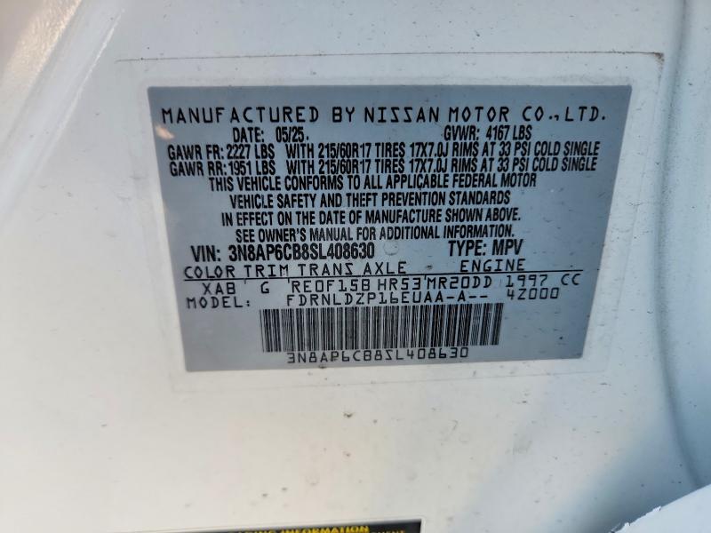 Aukcja sprzedaży 2025 Nissan Kicks, vin: 3N8AP6CB8SL408630, numer aukcji: 46530506