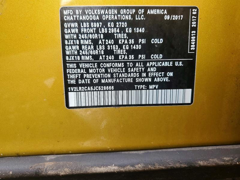 2018 Volkswagen Atlas მანქანა იყიდება აუქციონზე, vin: 1V2LR2CA5JC528666, აუქციონის ნომერი: 48298006