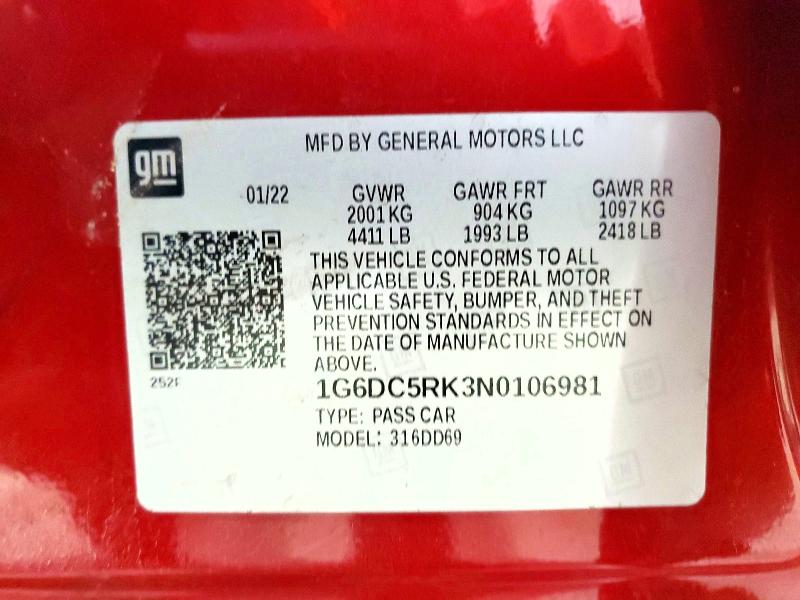 Продаж на аукціоні авто 2022 Cadillac Ct4, vin: 1G6DC5RK3N0106981, номер лоту: 45949666