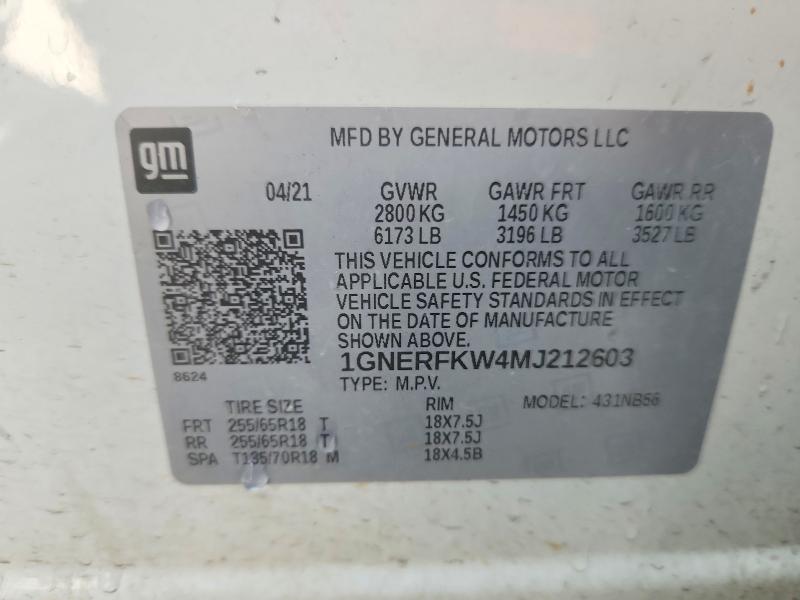 2021 Chevrolet Traverse მანქანა იყიდება აუქციონზე, vin: 1GNERFKW4MJ212603, აუქციონის ნომერი: 79987095