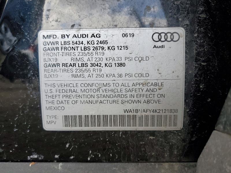 Продажа на аукционе авто 2019 Audi Q5, vin: WA1BNAFY4K2121838, номер лота: 46013716