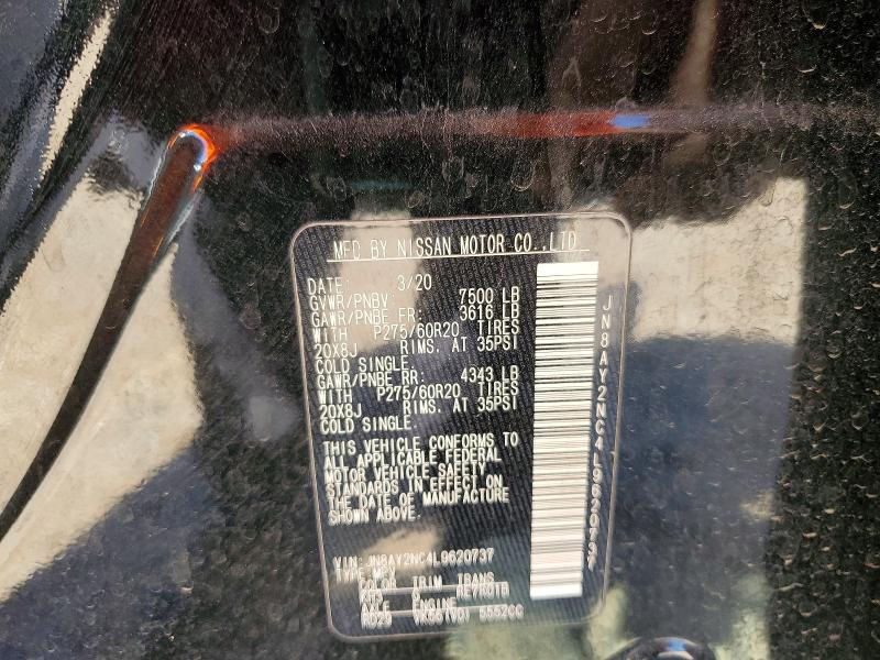 Aukcja sprzedaży 2020 Nissan Armada, vin: JN8AY2NC4L9620737, numer aukcji: 47268236