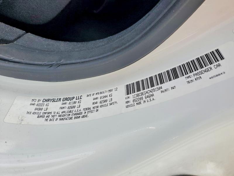 Продаж на аукціоні авто 2012 Chrysler Convertible 200, vin: 1C3BCBEG4CN291504, номер лоту: 46850806