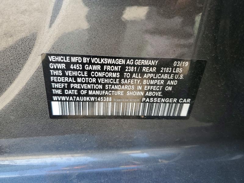 Aukcja sprzedaży 2019 Volkswagen Golf R, vin: WVWVA7AU0KW145388, numer aukcji: 46433766
