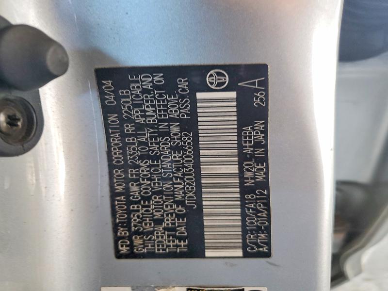 Aukcja sprzedaży 2004 Toyota Prius, vin: JTDKB20U340066582, numer aukcji: 46109116